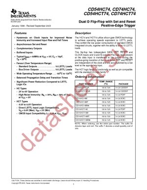 CD74HC74M96E4 datasheet  